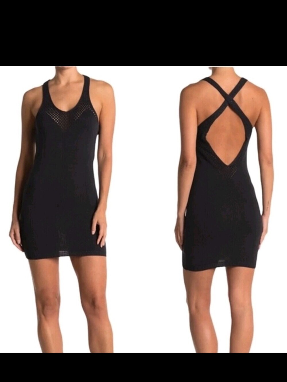 Free People-Black Knit Mini Dress. Size L. NWT